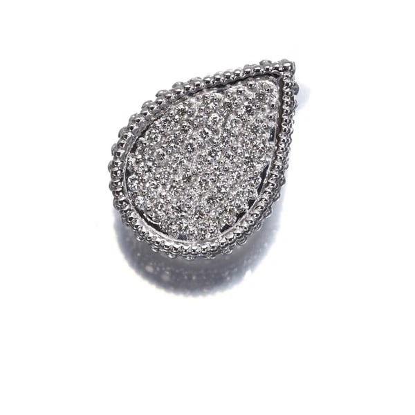 DIAMOND PAVED TEARDROP PENDANT 900 PLATINUM: Diamond Paved Teardrop Pendant 900 Platinum Brand: Unbranded Type: Pendant Material: 900 / Platinum, Main Stone/Creation NATURAL Color: Silver Size: Design size: 17.5 x 12.7mm Accessories: None