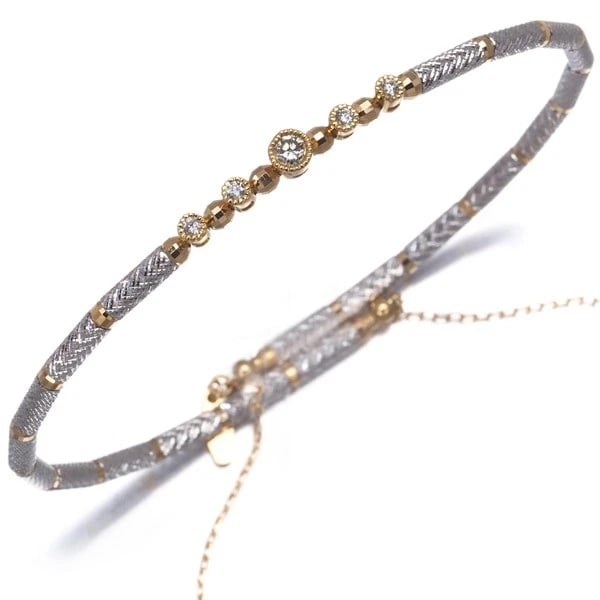 DIAMOND BICOLOR ONE SIZE FITS ALL BRACELET K18 YG/WG: Diamond Bicolor One Size Fits All Bracelet K18 YG/WG Brand: Unbranded Type: Bracelet Material: 18K / 750 / Yellow Gold 18K / 750 / White Gold, Main Stone/Creation NATURAL Color: YG,WG Size: Inner circ
