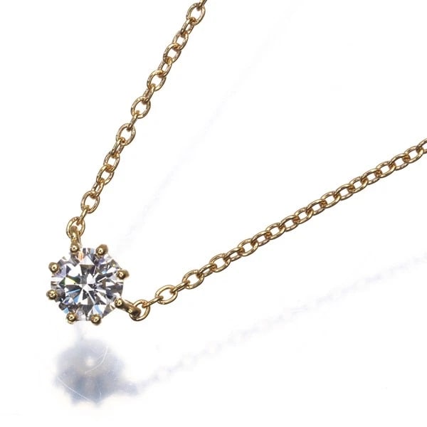 AHKAH NECKLACE DIAMOND SALTIER ROUND SOLITAIRE: AHKAH Necklace Diamond Saltier Round Solitaire Brand: AHKAH Type: Necklace Material: 18K / 750 / Yellow Gold, Main Stone/Creation NATURAL Color: Yellow Gold Size: Necklace length: 37 / 40cm Access