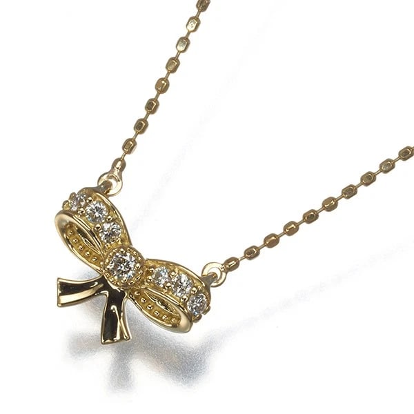 AGETE NECKLACE DIAMOND RIBBON 18K 750 YELLOW GOLD: agete Necklace Diamond Ribbon 18K 750 Yellow Gold Brand: agete Type: Necklace Material: 18K / 750 / Yellow Gold, Main Stone/Creation NATURAL Color: Yellow Gold Size: Necklace length: 35 / 39cm