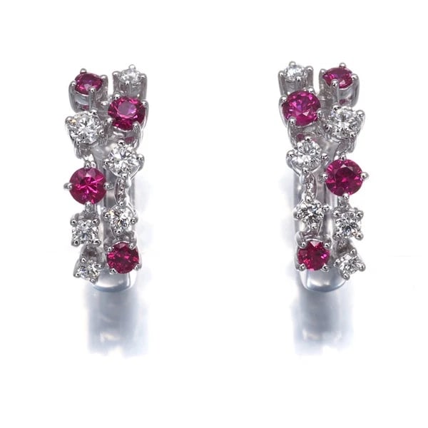 TASAKI EARRINGS RUBY DIAMONDT HOOP 18K 750 WHITE GOLD: TASAKI Earrings Ruby Diamondt Hoop 18K 750 White Gold Brand: TASAKI Type: Earrings Material: 18K / 750 / White Gold, Main Stone/Creation NATURAL Color: white Gold Size: Design size: length 16.0 x widt