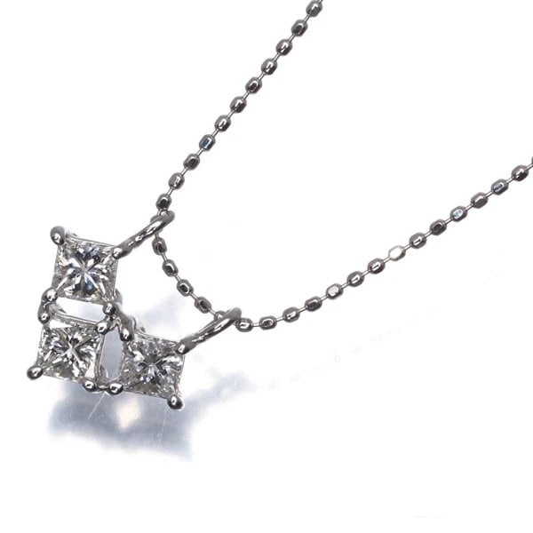 DIAMOND PRINCESS-CUT NECKLACE 18K 750 WHITE GOLD: Diamond Princess-cut Necklace 18K 750 White Gold Brand: Unbranded Type: Necklace Material: 18K / 750 / White Gold, Main Stone/Creation NATURAL Color: white Gold Size: Necklace length: 45cm AdjUS table