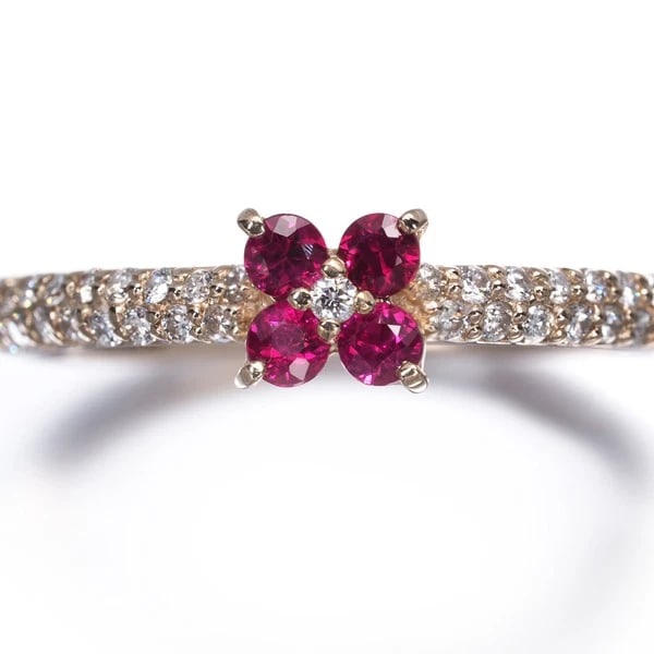 PONTE VECCHIO RING RUBY DIAMOND FLOWER 18K YG - 3
