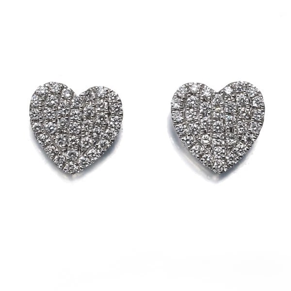 PONTE VECCHIO EARRINGS DIAMOND HEART PAVED 18K WG: Ponte Vecchio Earrings Diamond Heart Paved 18K WG Brand: Ponte Vecchio Type: Earrings Material: 18K / 750 / White Gold, Main Stone/Creation NATURAL Color: White gold Size: Design size: 7.8 x 8.0mm