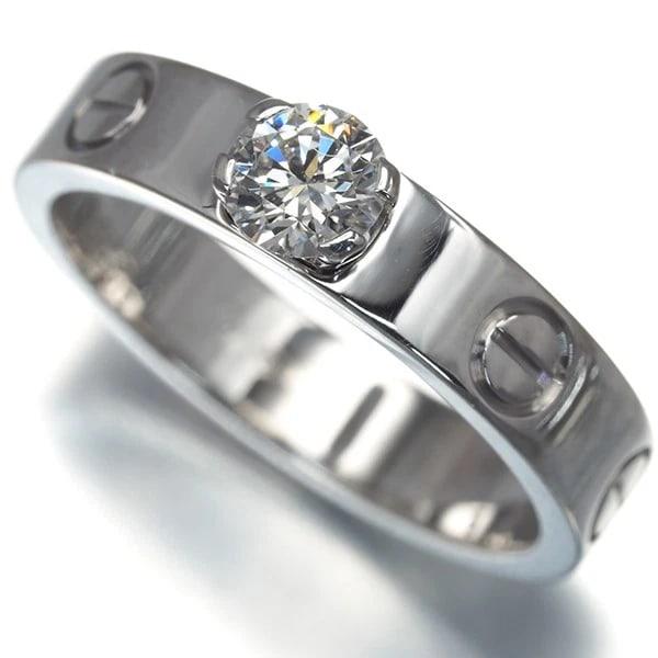 CARTIER RING DIAMOND MINI LOVE SOLITAIRE 18K WG: Cartier Ring Diamond Mini Love Solitaire 18K WG Brand: Cartier Type: Ring Material: 18K / 750 / White Gold, Main Stone/Creation NATURAL Color: White gold Size: US 4 Accessories: None Acces