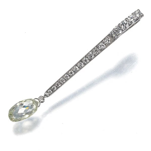 YELLOW &CLEAR DIAMOND BRIOLETTE-CUT DROP PENDANT 18K WG: Yellow &Clear Diamond Briolette-cut Drop Pendant 18K WG Brand: Unbranded Type: Pendant Material: 18K / 750 / White Gold, Main Stone/Creation NATURAL Color: White gold Size: Total length of the pendant