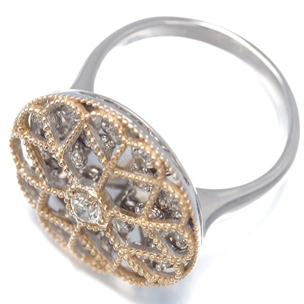 DIAMOND FLOWER MILGRAIN OPENWORK RING - 3