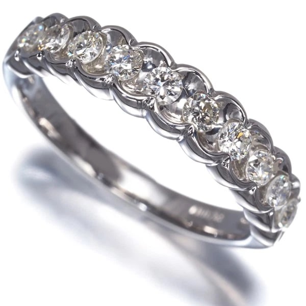 DIAMOND HALF ETERNITY 10P RING 900 PLATINUM: Diamond Half Eternity 10P Ring 900 Platinum Brand: Unbranded Type: Ring Material: 900 / PLATINUM, Main Stone/Creation NATURAL Color: Silver Size: US 6 - 6.25 Accessories: None Accessories