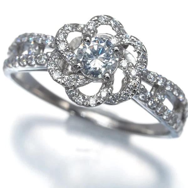 DIAMOND FLOWER RING 950 PLATINUM: Diamond Flower Ring 950 Platinum Brand: Unbranded Type: Ring Material: 950 / Platinum, Main Stone/Creation NATURAL Color: Silver Size: US 5.25 - 5.5 Accessories: None Accessories Notice: When