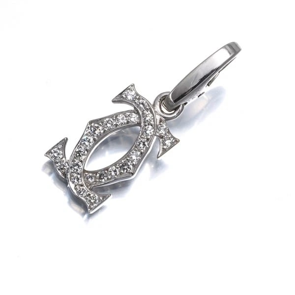 CARTIER PENDANT DIAMOND 2C DOUBLE C C2 CHARM 18K: Cartier Pendant Diamond 2C Double C C2 Charm 18K Brand: Cartier Type: Pendant Material: 18K / 750 / White Gold, Main Stone/Creation NATURAL Color: white gold Size: Design size: 12.8 x 8.5mm Total