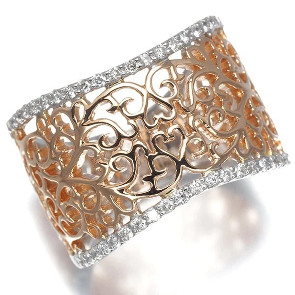 DIAMOND OPENWORK BICOLOR RING 18K 750 - 2