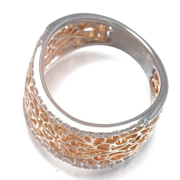 DIAMOND OPENWORK BICOLOR RING 18K 750 - 3