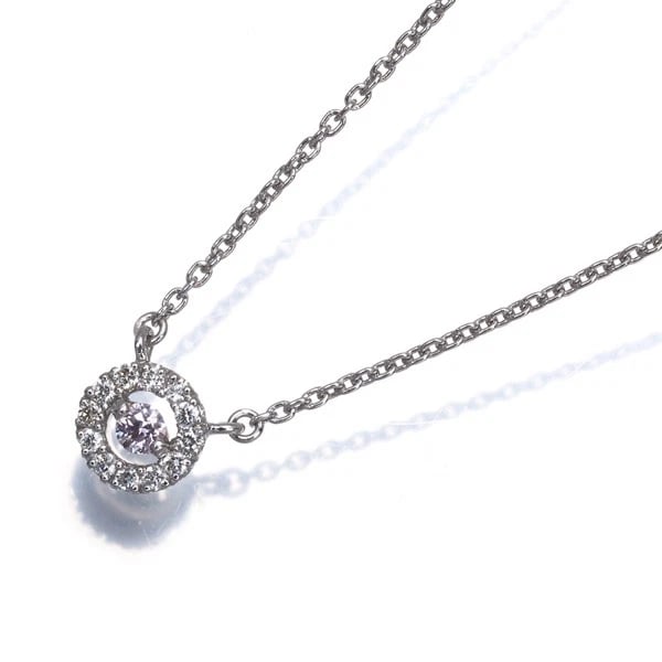 STAR JEWELRY NECKLACE PINK & CLEAR DIAMOND: STAR JEWELRY Necklace Pink & Clear Diamond Brand: STAR JEWELRY Type: Necklace Material: 950 / Platinum, Main Stone/Creation NATURAL Color: Silver Size: Necklace length: 37 - 40cm Pendant size: Diamete