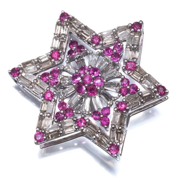 RUBY DIAMOND STAR FLOWER 3WAY PENDANT - 2