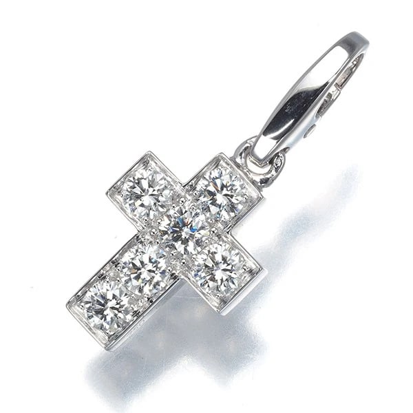 CARTIER PENDANT DIAMOND CROSS CHARM 18K 750 WHITE GOLD: Cartier Pendant Diamond Cross Charm 18K 750 White Gold Brand: Cartier Type: Pendant Material: 18K / 750 / White Gold, Main Stone/Creation Natural Color: white gold Size: Design size: 14.4 x 11.0mm Tot
