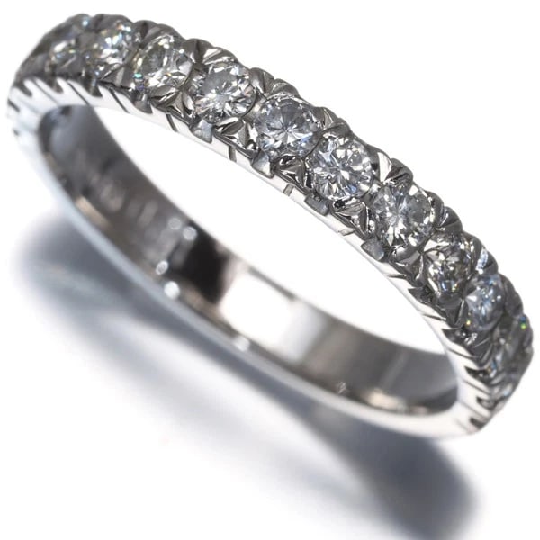 DIAMOND HALF ETERNITY RING 900 PLATINUM: Diamond Half Eternity Ring 900 Platinum Brand: Unbranded Type: Ring Material: 900 / Platinum, Main Stone/Creation Natural Color: Silver Size: US 5.5 - 5.75 Accessories: None Accessories No