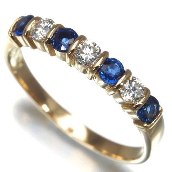 SUWA RING SAPPHIRE DIAMOND 18K 750 YELLOW GOLD: SUWA Ring Sapphire Diamond 18K 750 Yellow Gold Brand: Japan Type: Ring Material: 18K / 750 / Yellow Gold, Main Stone/Creation Natural Color: YEllow Gold Size: : US 7 Accessories: None Accessories