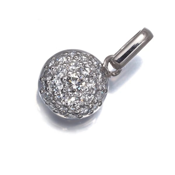 DIAMOND PAVED ROUND PENDANT 900 PLATINUM: Diamond Paved Round Pendant 900 Platinum Brand: Unbranded Type: Pendant Material: 900 / Platinum, Main Stone/Creation Natural Color: Silver Size: Design Size: Diameter Approximately 9.3mm Total length