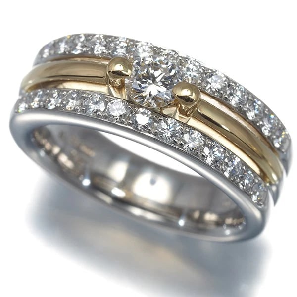 HOSHI NO SUNA RING DIAMOND BICOLOR 18K: HOSHI no SUNA Ring Diamond Bicolor 18K Brand: HOSHI no SUNA Type: Ring Material: 18K / 750 / Yellow Gold 900 / Platinum, Main Stone/Creation Natural Color: YG,Silver Size: US 5.75 - 6 Accessories:
