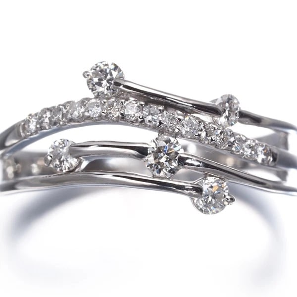 DIAMOND WAVE OPENWORK RING 900 PLATINUM - 3