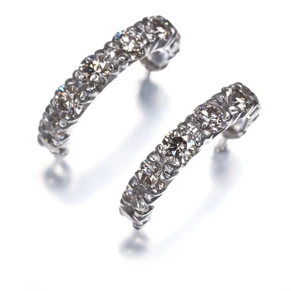 BROWN DIAMOND HOOP EARRINGS 900 PLATINUM: Brown Diamond Hoop Earrings 900 Platinum Brand: Unbranded Type: Earrings Material: 900 / Platinum, Main Stone/Creation Natural Color: Silver Size: Design size: length 16.2 x width 17.3 x thickness 3.1