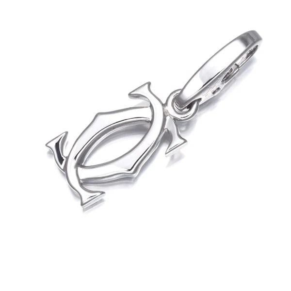 CARTIER PENDANT DOUBLE 18K 750 WHITE GOLD: Cartier Pendant Double 18K 750 White Gold Brand: Cartier Type: Pendant Material: 18K / 750 / White Gold, Color: white gold Size: Design size: 12.3 x 7.4mm Total length of the pendant including the bai
