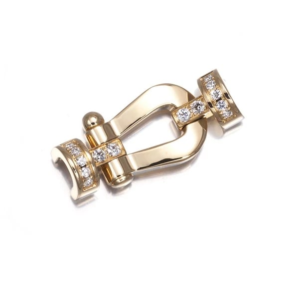 FRED BUCKLE FOR BRACELET DIAMOND FORCE HALF: FRED Buckle for Bracelet Diamond Force Half Brand: FRED Type: Bracelet Material: 18K /750 Yellow Gold, Main Stone/Creation Natural Color: YEllow Gold Size: Design size: 20.5 x 9.6mm Accessories: N