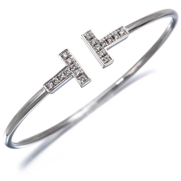 TIFFANY&CO. BRACELET DIAMONDWIRE BANGLE: Tiffany&Co. Bracelet DiamondWire Bangle Brand: Tiffany & Co. Type: Bracelet Material: 18K / 750 / White Gold, Main Stone/Creation Natural Color: white gold Size: Inner circumference: 15cm Design width