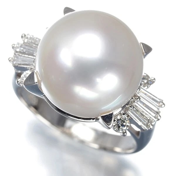 TASAKI RING SOUTH SEA PEARL DIAMOND PT 900: TASAKI Ring South Sea Pearl Diamond Pt 900 Brand: TASAKI Type: Ring Material: 900 / Platinum, Color: Silver Size: US 5.25 - 5.5 Accessories: None Accessories Notice: When purchasing pre-ow