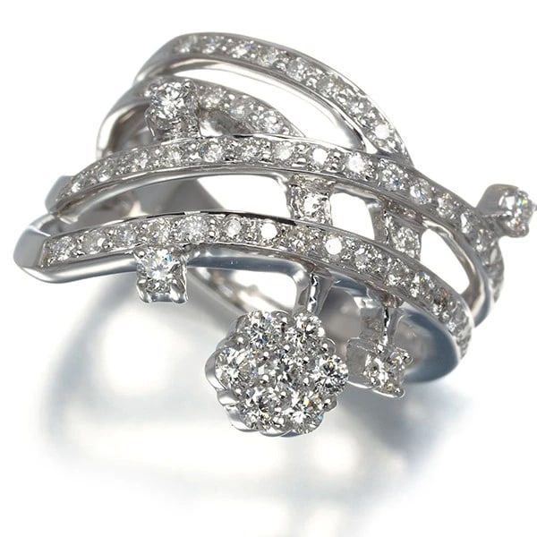 DIAMOND FLOWER RING 18K 750 WHITE GOLD: Diamond Flower Ring 18K 750 White Gold Brand: Unbranded Type: Ring Material: 18K / 750 / White Gold, Main Stone/Creation Natural Color: white gold Size: US 6 - 6.25 Accessories: None Acces