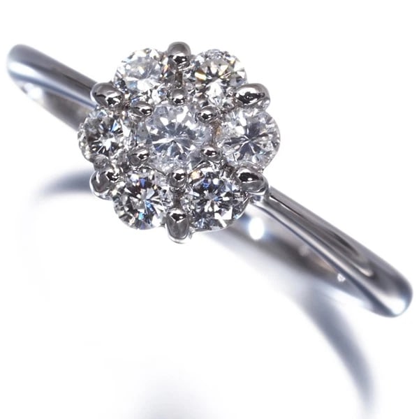 DIAMONDFLOWER RING 900 PLATINUM: DiamondFlower Ring 900 Platinum Brand: Unbranded Type: Ring Material: 900 / Platinum, Main Stone/Creation Natural Color: Silver Size: US 6 - 6.25 Accessories: None Accessories Notice: When