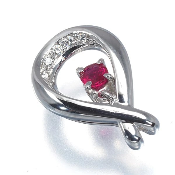 TASAKI PENDANT RUBY DIAMOND TEARDROP DROP - 2
