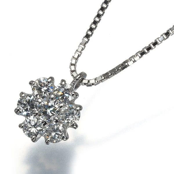 DIAMOND FLOWER NECKLACE 850 PLATINUM/PT: Diamond Flower Necklace 850 Platinum/Pt Brand: Unbranded Type: Necklace Material: 850 Platinum/Pt, Main Stone/Creation Natural Color: Silver Size: Necklace length: 36 / 40cm Pendant size: 10.2 x 10.0m