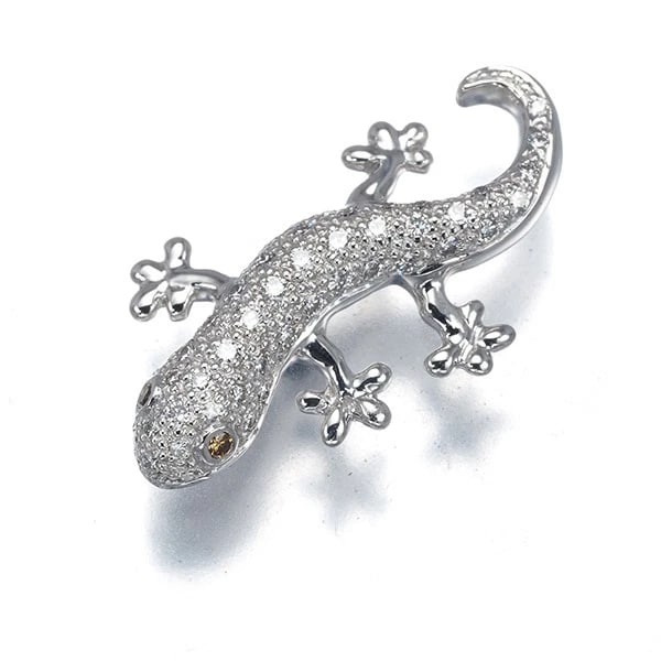 MIKIMOTO BROOCH BROWN &CLEAR DIAMOND GECKO 18K: Mikimoto Brooch Brown &Clear Diamond Gecko 18K Brand: MIKIMOTO Type: Brooch Material: 18K / 750 / White Gold, Main Stone/Creation Natural Color: White Gold Size: Design size: 11.0 x 21.5mm