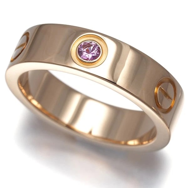 CARTIER RING PINK SAPPHIRE LOVE CLASSIC: Cartier Ring Pink Sapphire Love Classic Brand: Cartier Type: Ring Material: 18K / 750 / Rose Gold, Main Stone/Creation Natural Color: Rose Gold Size: US 7 Accessories: None Accessories Not
