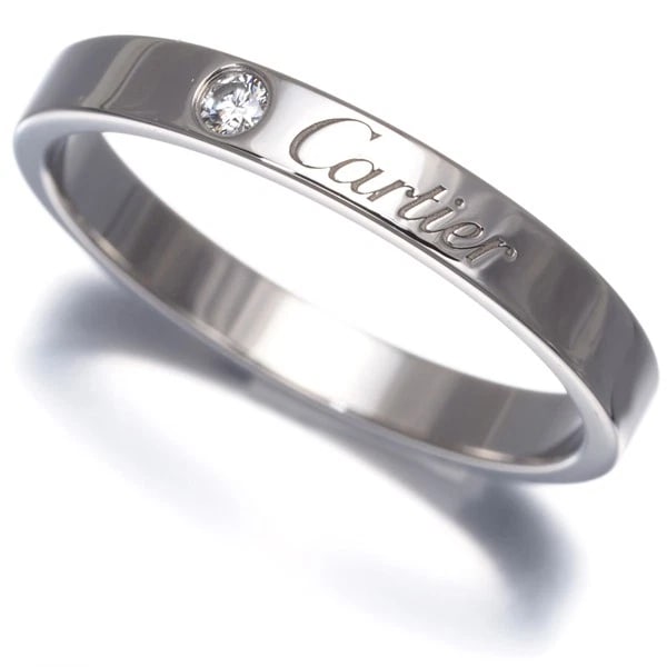 CARTIER RING DIAMOND C WEDDING BAND: Cartier Ring Diamond C Wedding Band Brand: Cartier Type: Ring Material: 950 / Platinum, Main Stone/Creation NATURAL Color: Silver Size: US 9.25 Accessories: None Accessories Notice: When p