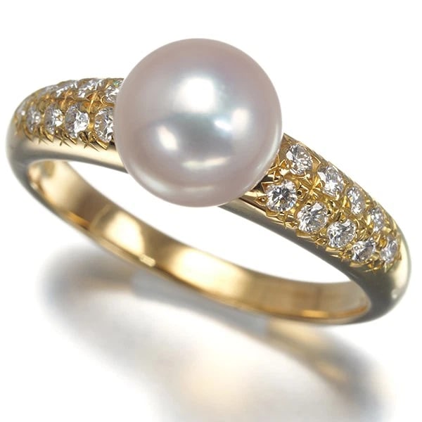TASAKI RING AKOYA PEARL DIAMOND 18K YG: TASAKI Ring Akoya Pearl Diamond 18K YG Brand: TASAKI Type: Ring Material: 18K / 750 / Yellow Gold, Main Stone/Creation CULTURED Color: YEllow Gold Size: US 6.75 - 7 Accessories: None Acces