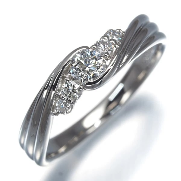DIAMOND WAVE RING 900 PLATINUM - 2