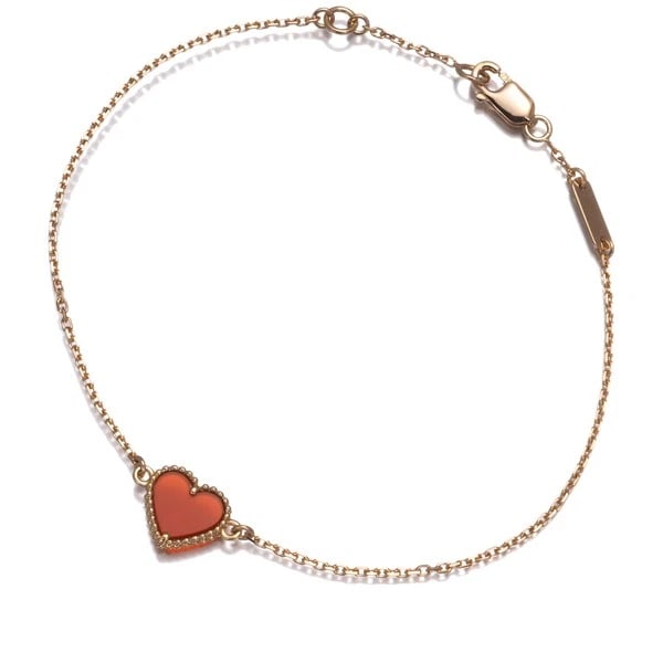 VAN CLEEF & ARPELS BRACELET CARNELIAN SWEET HEART: Van Cleef & Arpels Bracelet Carnelian Sweet Heart Brand: Van Cleef & Arpels Type: Bracelet Material: 18K / 750 / Rose Gold, Main Stone/Creation NATURAL Color: Rose Gold Size: Inner circumference: 17cm