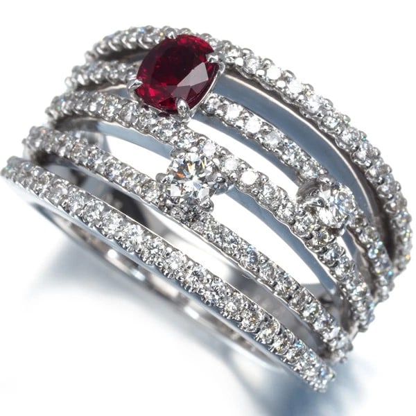 RUBY RING 18K 750 WHITE GOLD - 3