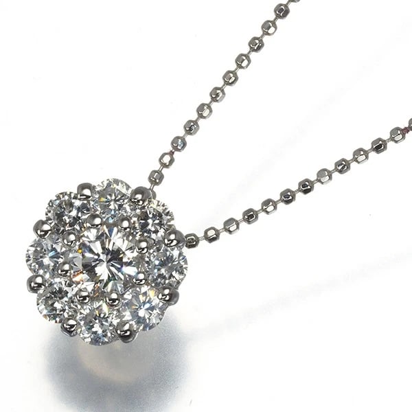DIAMOND FLOWER NECKLACE 900 850 PLATINUM: Diamond Flower Necklace 900 850 Platinum Brand: Unbranded Type: Necklace Material: 900 / 850 / Platinum, Main Stone/Creation NATURAL Color: Silver Size: Necklace length: 36 / 40cm Pendant size: