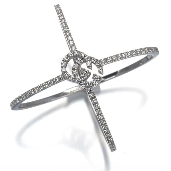 GUCCI RING DIAMOND GG RUNNING 18K 750 WHITE GOLD: GUCCI Ring Diamond GG Running 18K 750 White Gold Brand: GUCCI Type: Ring Material: 18K / 750 / White Gold, Main Stone/Creation NATURAL Color: white gold Size: US 7.25 Accessories: None Acc