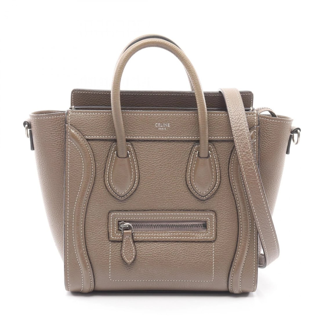 CELINE LUGGAGE NANO SHOPPER CROSSBODY SHOULDER HANDBAG: CELINE Luggage Nano Shopper crossbody shoulder Handbag Brand: CELINE Type: Handbag Material: leather Color: Gray??ish colors Size: H:20cm x W:20cm x D:9cm (H:7.9" x W:7.9" x D:3.5") Handle?29cm(11.4")