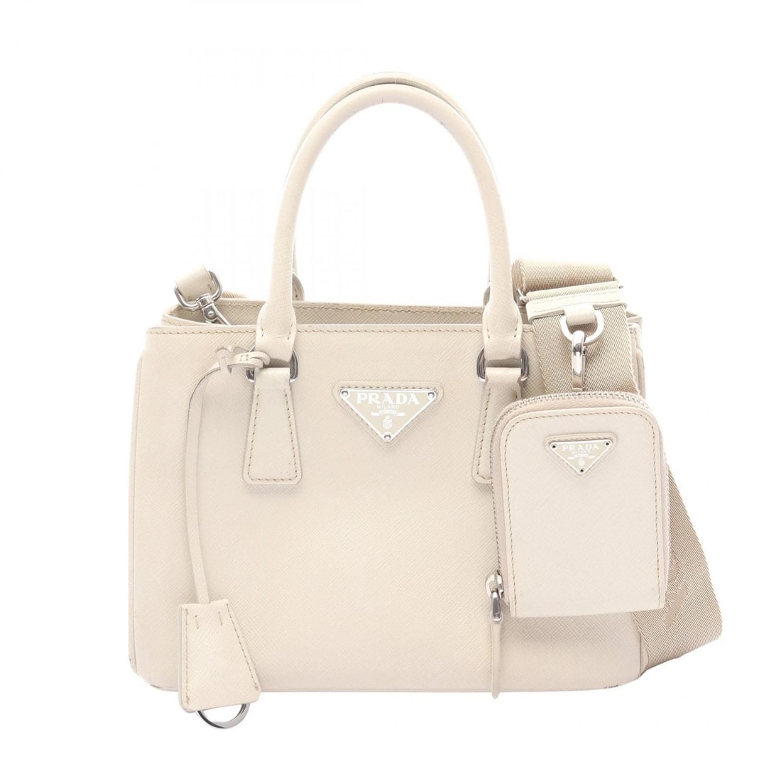 PRADA SAFFIANO LUX MINI GALLERIA SHOULDER CROSSBODY HANDBAG: PRADA SAFFIANO LUX Mini Galleria Shoulder Crossbody Handbag Brand: PRADA Type: Handbag Material: leather Color: Beige??ish colors Size: H:16cm x W:22cm x D:9cm (H:6.3" x W:8.7" x D:3.5") Handle?30cm(1