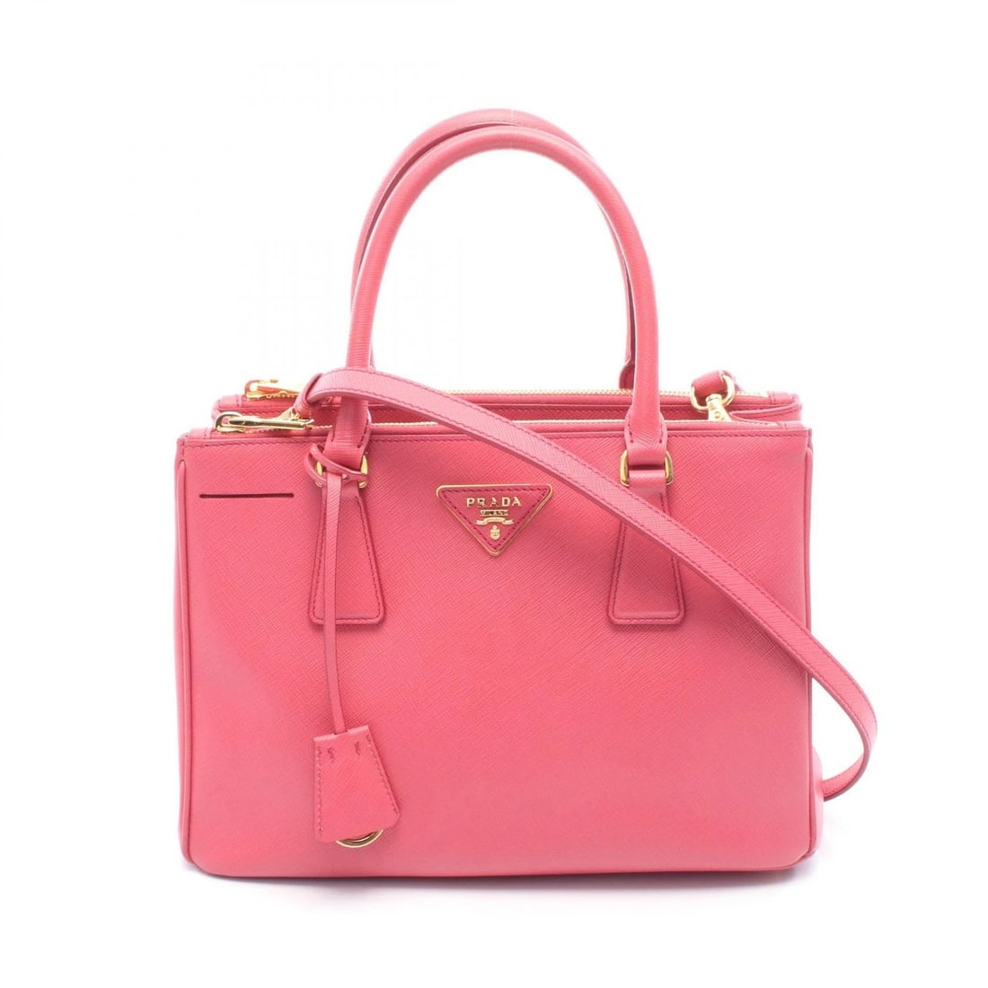 PRADA SAFFIANO LUX GALLERIA SHOULDER CROSSBODY HANDBAG: PRADA SAFFIANO LUX Galleria Shoulder Crossbody Handbag Brand: PRADA Type: Handbag Material: Saffiano leather Color: Pink??ish colors Size: H:19cm x W:29cm x D:12cm (H:7.5" x W:11.4" x D:4.7") Handle?3