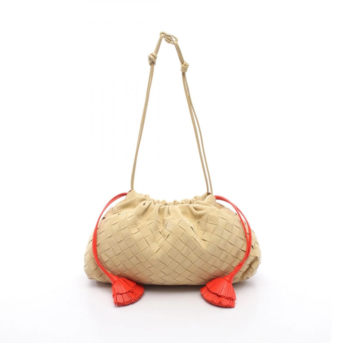 BOTTEGA VENETA INTRECCIATO SHOULDER BAG: BOTTEGA VENETA Intrecciato Shoulder Bag Brand: BOTTEGA VENETA Type: Shoulder Bag Material: Beige??ish colors × Red??ish colors Color: Suede × leather Size: H:17cm x W:31cm x D:8cm (H:6.7" x W:12.2" 
