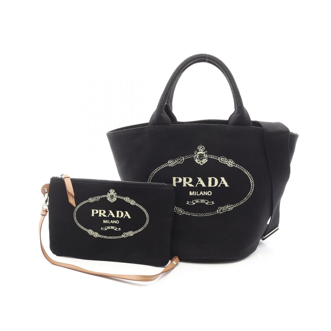PRADA CANAPA BUCKET TOTE SHOULDER CROSSBODY HANDBAG: PRADA CANAPA Bucket Tote Shoulder Crossbody Handbag Brand: PRADA Type: Tote Bag Material: canvas Color: Black??ish colors Size: H:26cm x W:23cm x D:19cm (H:10.2" x W:9.1" x D:7.5") Handle?36cm(14.2") 