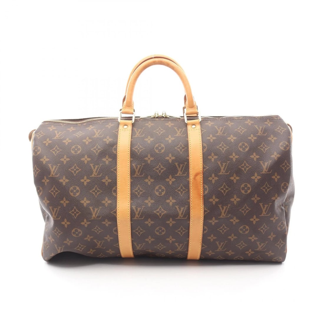 LOUIS VUITTON KEEPALL 50 TRAVEL HAND BAG: LOUIS VUITTON Keepall 50 travel hand bag Brand: LOUIS VUITTON Type: Boston bag Material: Monogram × PVC coated canvas × leather Color: Brown??ish colors Size: H:28cm x W:51cm x D:21.5cm (H:11.0" x W