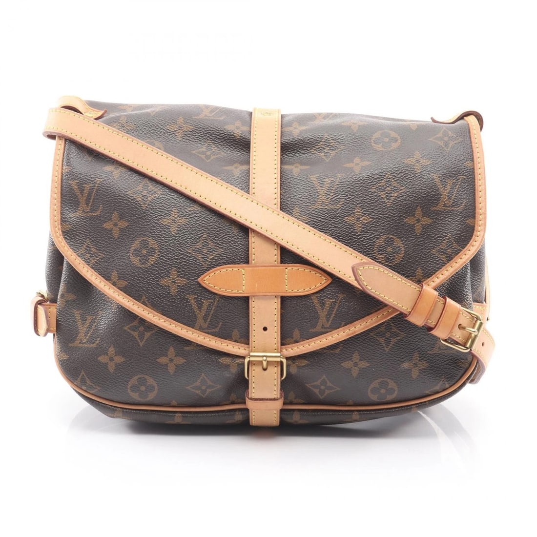 LOUIS VUITTON SAUMUR 30 SHOULDER CROSSBODY BAG: LOUIS VUITTON Saumur 30 Shoulder Crossbody Bag Brand: LOUIS VUITTON Type: Shoulder Bag Material: Monogram × PVC coated canvas × leather Color: Brown??ish colors Size: H:22cm x W:28cm x D:6/6cm (H:8.