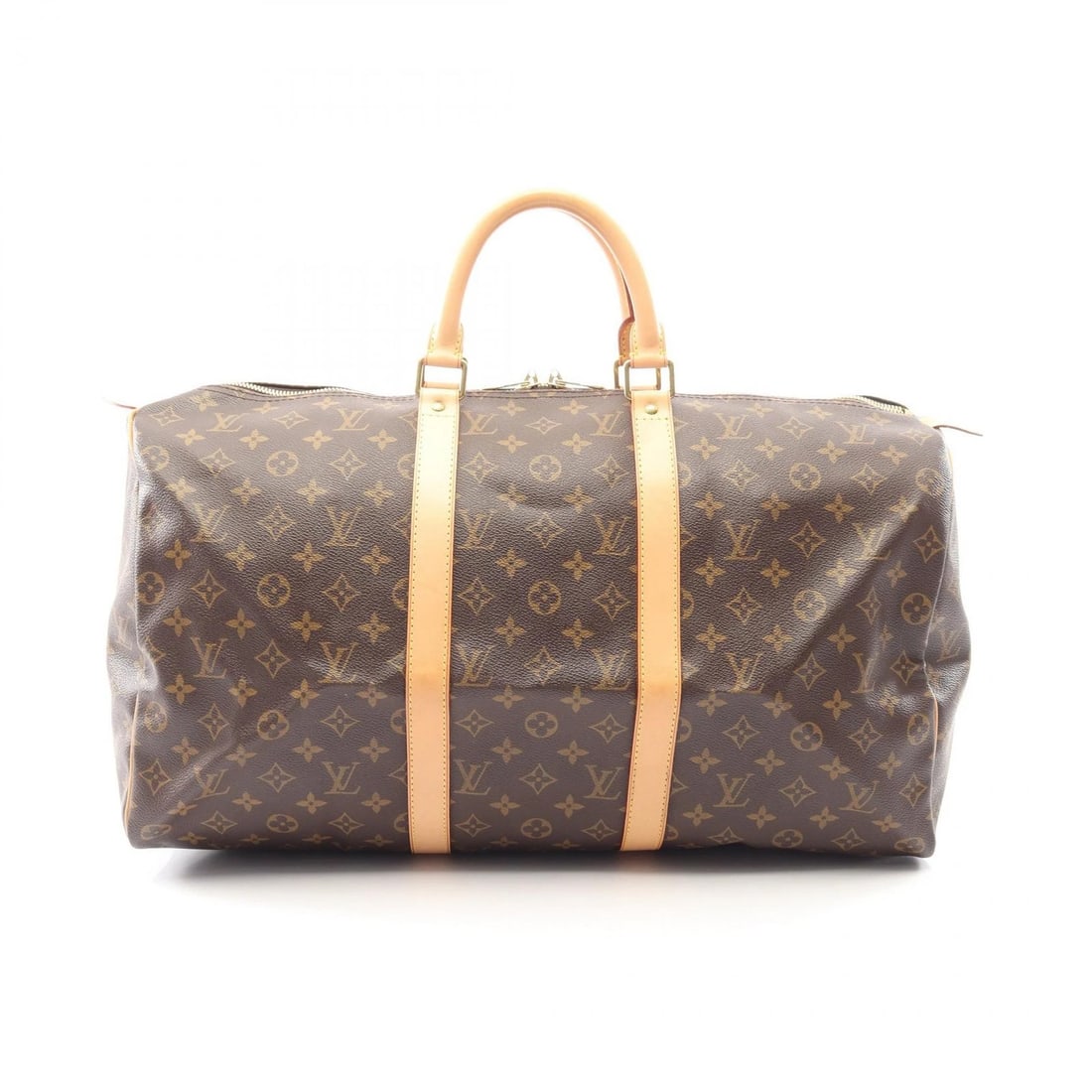 LOUIS VUITTON KEEPALL 50 HANDBAG: LOUIS VUITTON Keepall 50 Handbag Brand: LOUIS VUITTON Type: Boston bag Material: Monogram × PVC coated canvas × leather Color: Brown??ish colors Size: H:28cm x W:51cm x D:21.5cm (H:11.0" x W:20.1" x